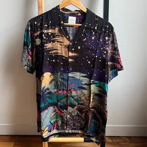 Black Hawaiian Print Shirt